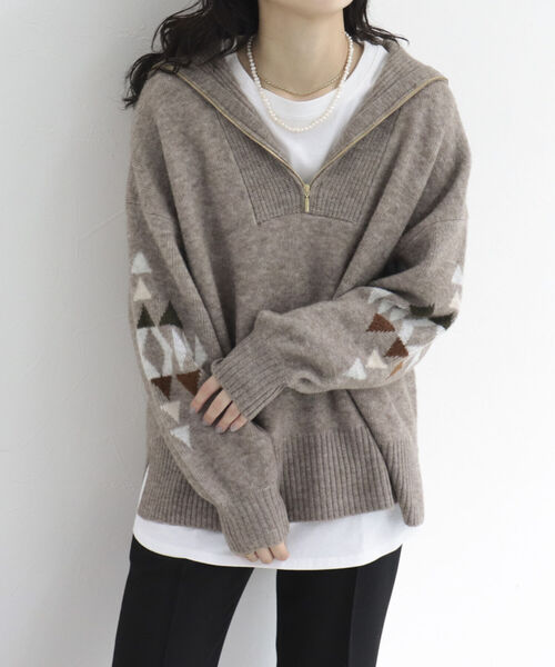 PENDLETON（ペンドルトン）の「【PENDLETON/ペンドルトン】FREDY別注ハーフジップニットプルオーバー（ニット/セーター・レディース・ベージュ/ブラウン・FREE）」の4枚目の写真