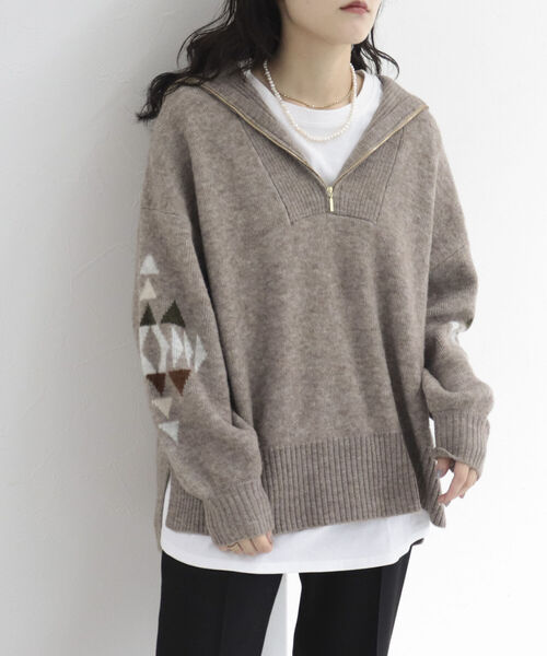 PENDLETON（ペンドルトン）の「【PENDLETON/ペンドルトン】FREDY別注ハーフジップニットプルオーバー（ニット/セーター・レディース・ベージュ/ブラウン・FREE）」の5枚目の写真