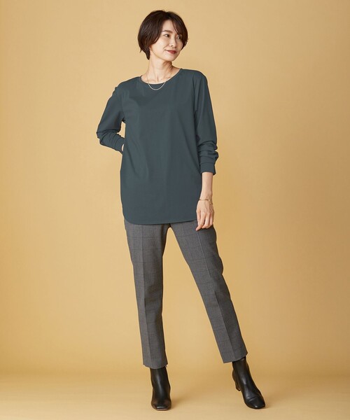 J.PRESS（ジェイプレス）の「【洗える】アルガンシルクチェック テーパード パンツ（その他パンツ・レディース・ライトグレー系3/ブラウン系3・7/9/11/13）」の7枚目の写真