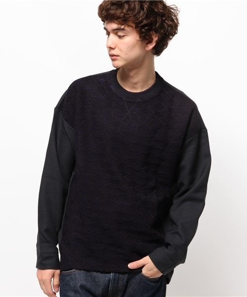 OUTLET(アウトレット)の「【WHO'S WHO gallery】EX2ニットネル(Tシャツ/カットソー・メンズ・ブラック/ネイビー・LARGE/MEDIUM)」の2枚目の写真