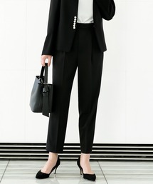 【2023SS手洗いできる＆ストレッチ】マイクロピケ・センタープレス入りテーパードパンツ（裏地付き）