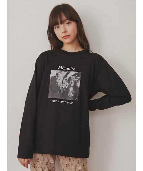 merry jenny（メリージェニー）の「bear photo tee（Tシャツ/カットソー・レディース・オフホワイト/ブラック・FREE）」の2枚目の写真