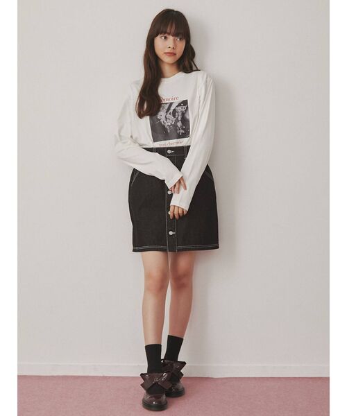 merry jenny（メリージェニー）の「bear photo tee（Tシャツ/カットソー・レディース・オフホワイト/ブラック・FREE）」の3枚目の写真