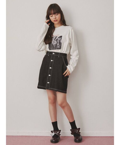 merry jenny（メリージェニー）の「bear photo tee（Tシャツ/カットソー・レディース・オフホワイト/ブラック・FREE）」の13枚目の写真