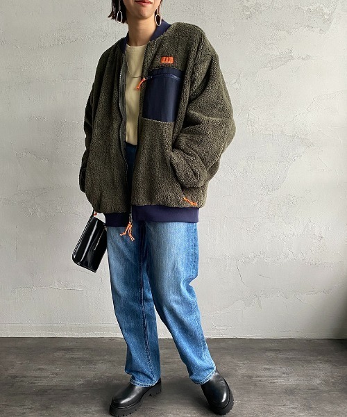 UNIVERSAL OVERALL（ユニバーサルオーバーオール）の「[UNIVERSAL OVERALL/ユニバーサルオーバーオール] 別注 ボアフリースボンバージャケット（ブルゾン・レディース・ブラウン/オリーブ/アイボリー・M/L/XL）」の20枚目の写真