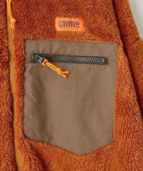 UNIVERSAL OVERALL（ユニバーサルオーバーオール）の「[UNIVERSAL OVERALL/ユニバーサルオーバーオール] 別注 ボアフリースボンバージャケット（ブルゾン・レディース・ブラウン/オリーブ/アイボリー・M/L/XL）」の11枚目の写真