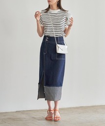 ロールアップスリットデニムタイトスカート[M3745]
