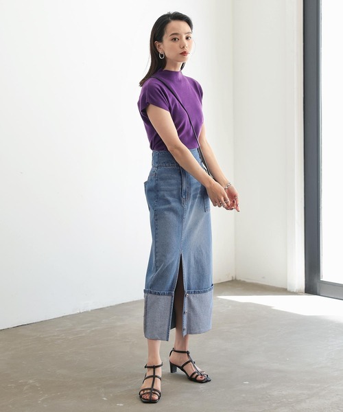 KOBE LETTUCE（コウベレタス）の「ロールアップスリットデニムタイトスカート[M3745]（スカート・レディース・ブルー/インディゴブルー・FREE）」の11枚目の写真