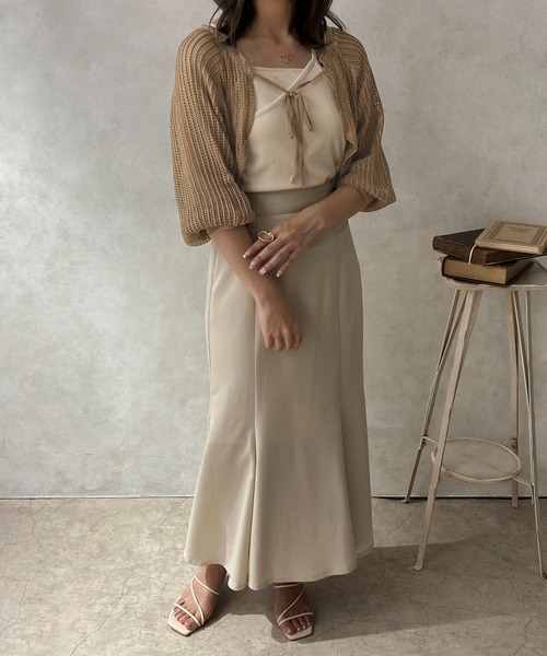 apres jour clair（アプレジュールクレア）の「【apres jour clair】【SET UP可能】メッシュニットボレロ【ZOZOTOWN限定アイテム】（カーディガン/ボレロ・レディース・ライトベージュ/ブラウン系その他・X-LARGE/フリー）」の14枚目の写真