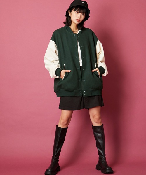 unrelaxing（アンリラクシング）の「オーバーサイズビッグシルエットスタジャン（スタジャン・メンズ・ブラック×ホワイト/ブラック×ブラック/グレー系1/グリーン/カーキ/ネイビー系1/ネイビー系2/パープル・FREE）」の16枚目の写真