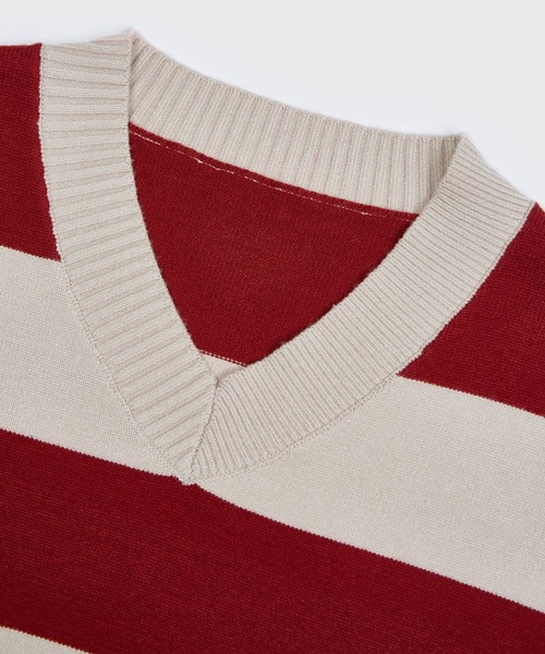 CORPUS TOKYO（コーパス トーキョー）の「Lazy Tokyo ボーダーニットベスト（ベスト・メンズ・レッド/グリーン・1/2/3）」の10枚目の写真