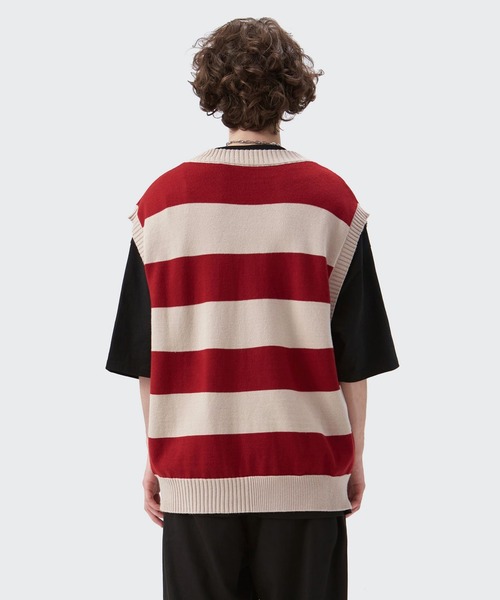 CORPUS TOKYO（コーパス トーキョー）の「Lazy Tokyo ボーダーニットベスト（ベスト・メンズ・レッド/グリーン・1/2/3）」の13枚目の写真