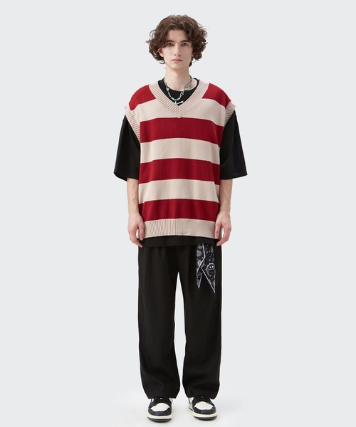 CORPUS TOKYO（コーパス トーキョー）の「Lazy Tokyo ボーダーニットベスト（ベスト・メンズ・レッド/グリーン・1/2/3）」の15枚目の写真