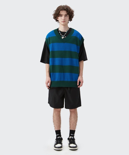 CORPUS TOKYO（コーパス トーキョー）の「Lazy Tokyo ボーダーニットベスト（ベスト・メンズ・レッド/グリーン・1/2/3）」の9枚目の写真