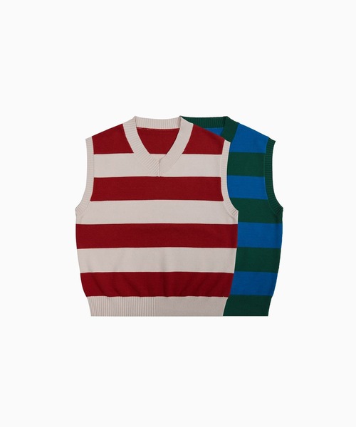 CORPUS TOKYO（コーパス トーキョー）の「Lazy Tokyo ボーダーニットベスト（ベスト・メンズ・レッド/グリーン・1/2/3）」の18枚目の写真