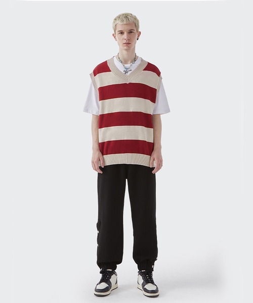 CORPUS TOKYO（コーパス トーキョー）の「Lazy Tokyo ボーダーニットベスト（ベスト・メンズ・レッド/グリーン・1/2/3）」の22枚目の写真