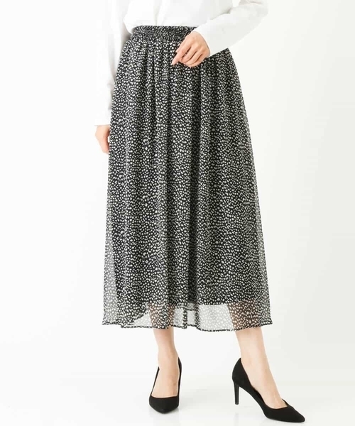 MK MICHEL KLEIN(エムケーミッシェルクラン)の「レオパード柄シフォンスカート/洗える(スカート・レディース・ブラック/モカ・38)」の3枚目の写真