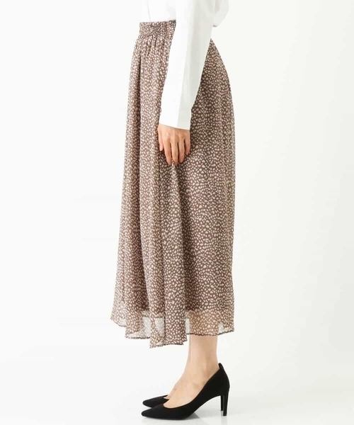 MK MICHEL KLEIN(エムケーミッシェルクラン)の「レオパード柄シフォンスカート/洗える(スカート・レディース・ブラック/モカ・38)」の5枚目の写真