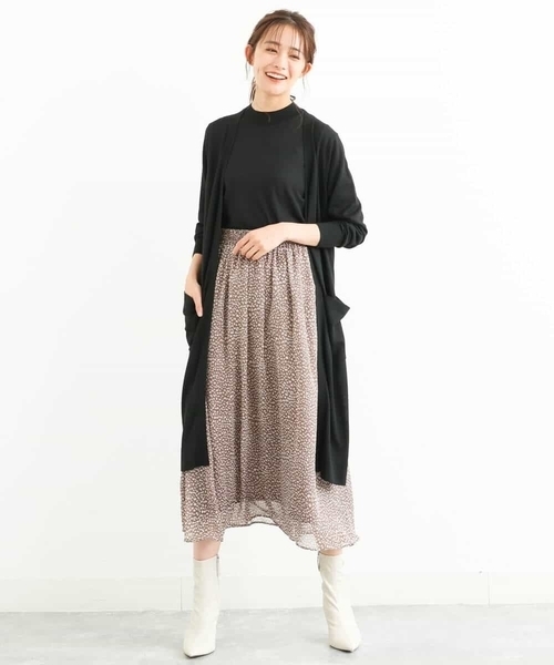 MK MICHEL KLEIN(エムケーミッシェルクラン)の「レオパード柄シフォンスカート/洗える(スカート・レディース・ブラック/モカ・38)」の18枚目の写真