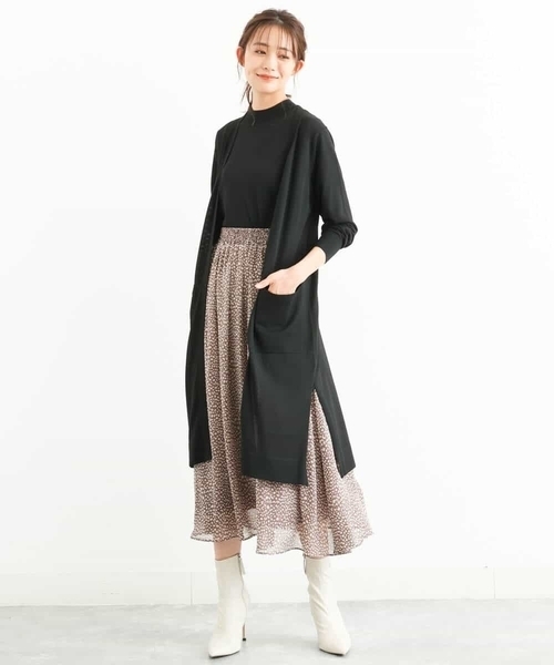 MK MICHEL KLEIN(エムケーミッシェルクラン)の「レオパード柄シフォンスカート/洗える(スカート・レディース・ブラック/モカ・38)」の19枚目の写真