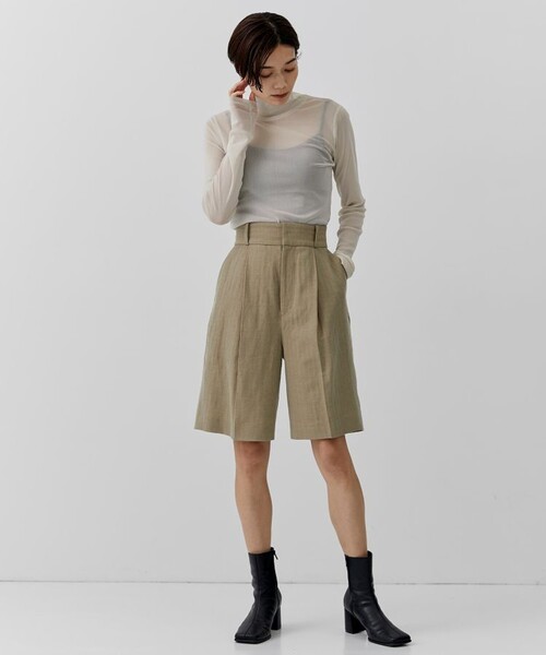 city(シティ)の「【CITY】ストレッチチュールハイネックトップス(Tシャツ/カットソー・レディース・ブラック/アイボリー/グリーン/ピンク・FREE)」の7枚目の写真