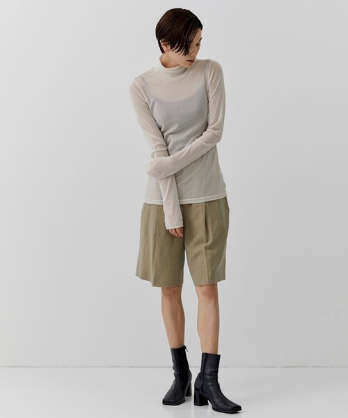 city(シティ)の「【CITY】ストレッチチュールハイネックトップス(Tシャツ/カットソー・レディース・ブラック/アイボリー/グリーン/ピンク・FREE)」の18枚目の写真