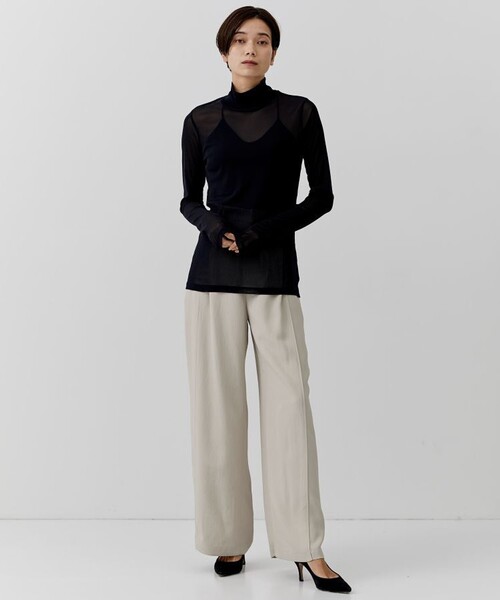 city(シティ)の「【CITY】ストレッチチュールハイネックトップス(Tシャツ/カットソー・レディース・ブラック/アイボリー/グリーン/ピンク・FREE)」の11枚目の写真