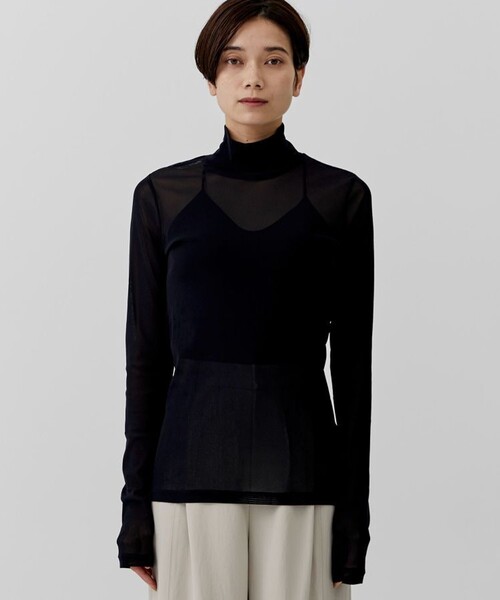 city(シティ)の「【CITY】ストレッチチュールハイネックトップス(Tシャツ/カットソー・レディース・ブラック/アイボリー/グリーン/ピンク・FREE)」の6枚目の写真