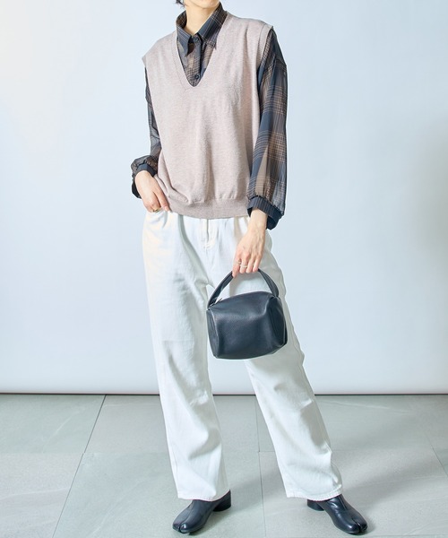 SETUP7(セットアップセブン)の「【SETUP7】シフォンチェック柄シアーシャツ ブラウス SCCH205(シャツ/ブラウス・レディース・ブラック/アイボリー・FREE)」の11枚目の写真