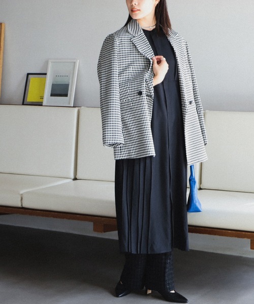 Ray BEAMS（レイビームス）の「Ray BEAMS / ヘリンボーン プリーツ キリカエ ワンピース（ワンピース・レディース・ライトグレー/ブラック/ブラウン系その他5・ONE SIZE）」の8枚目の写真