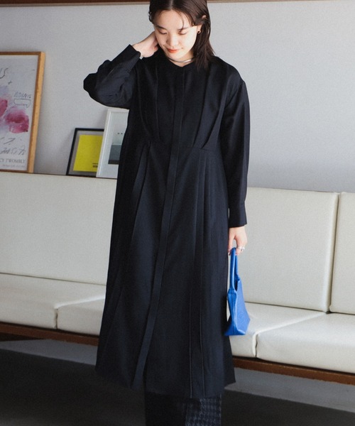 Ray BEAMS（レイビームス）の「Ray BEAMS / ヘリンボーン プリーツ キリカエ ワンピース（ワンピース・レディース・ライトグレー/ブラック/ブラウン系その他5・ONE SIZE）」の6枚目の写真