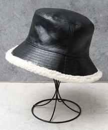 glabella | ヴィンテージ風 PU 裏ボア バケットハット リバーシブル仕様(ハット)