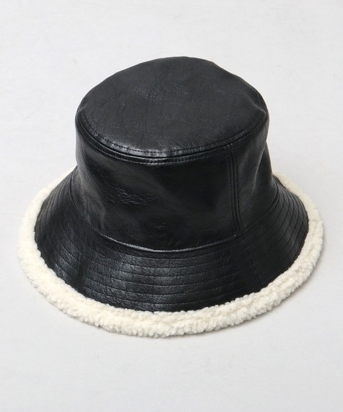 glabella（グラベラ）の「ヴィンテージ風 PU 裏ボア バケットハット リバーシブル仕様（ハット・メンズ・ブラック系その他/ブラック系その他2・FREE）」の5枚目の写真