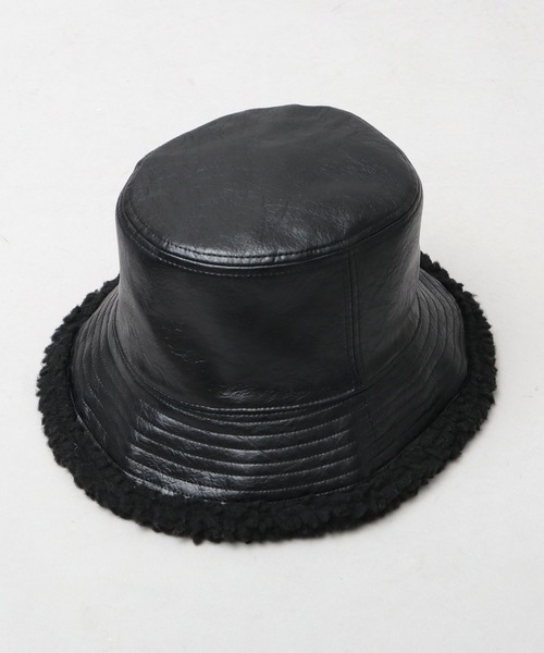 glabella（グラベラ）の「ヴィンテージ風 PU 裏ボア バケットハット リバーシブル仕様（ハット・メンズ・ブラック系その他/ブラック系その他2・FREE）」の3枚目の写真