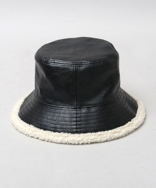 glabella（グラベラ）の「ヴィンテージ風 PU 裏ボア バケットハット リバーシブル仕様（ハット・メンズ・ブラック系その他/ブラック系その他2・FREE）」の10枚目の写真