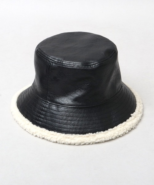 glabella（グラベラ）の「ヴィンテージ風 PU 裏ボア バケットハット リバーシブル仕様（ハット・メンズ・ブラック系その他/ブラック系その他2・FREE）」の8枚目の写真