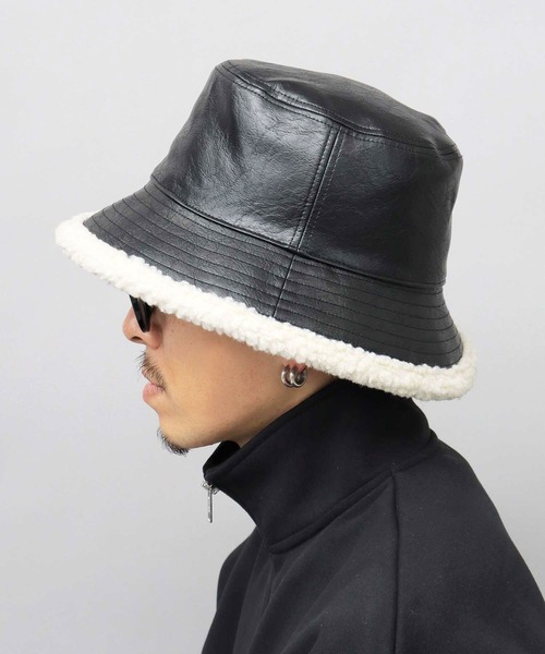 glabella（グラベラ）の「ヴィンテージ風 PU 裏ボア バケットハット リバーシブル仕様（ハット・メンズ・ブラック系その他/ブラック系その他2・FREE）」の17枚目の写真