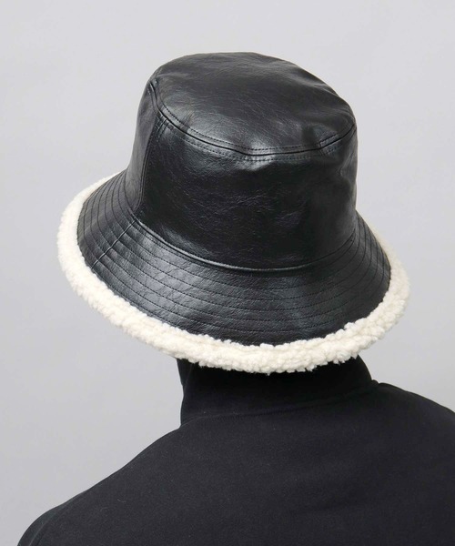 glabella（グラベラ）の「ヴィンテージ風 PU 裏ボア バケットハット リバーシブル仕様（ハット・メンズ・ブラック系その他/ブラック系その他2・FREE）」の18枚目の写真