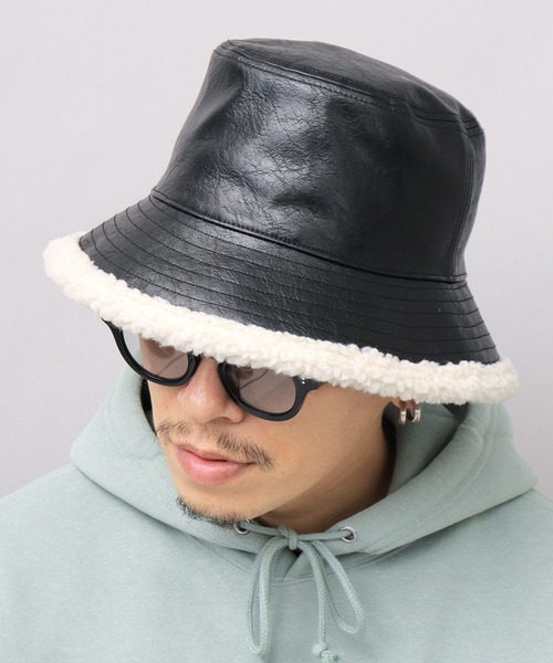 glabella（グラベラ）の「ヴィンテージ風 PU 裏ボア バケットハット リバーシブル仕様（ハット・メンズ・ブラック系その他/ブラック系その他2・FREE）」の14枚目の写真