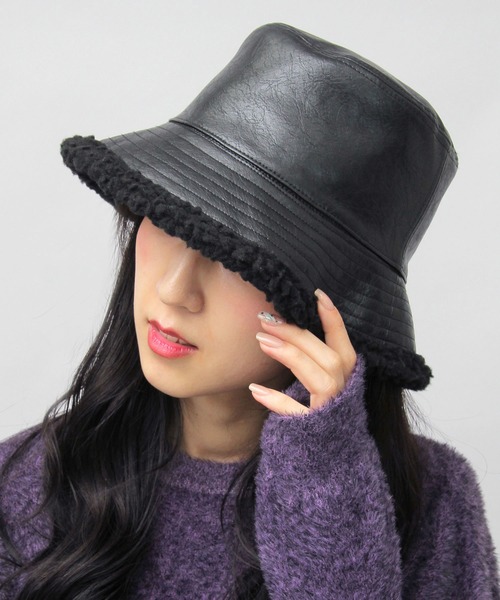 glabella（グラベラ）の「ヴィンテージ風 PU 裏ボア バケットハット リバーシブル仕様（ハット・メンズ・ブラック系その他/ブラック系その他2・FREE）」の15枚目の写真