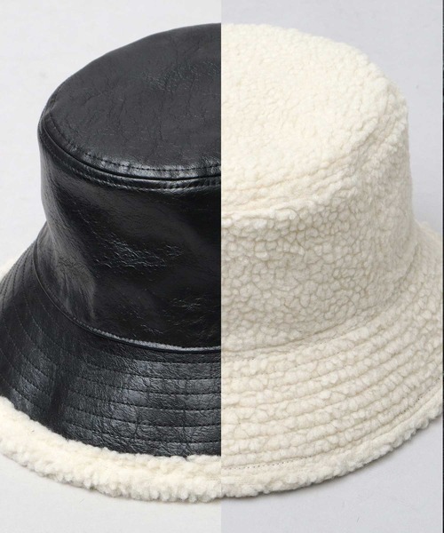 glabella（グラベラ）の「ヴィンテージ風 PU 裏ボア バケットハット リバーシブル仕様（ハット・メンズ・ブラック系その他/ブラック系その他2・FREE）」の20枚目の写真