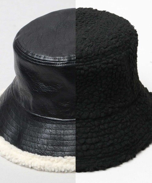 glabella（グラベラ）の「ヴィンテージ風 PU 裏ボア バケットハット リバーシブル仕様（ハット・メンズ・ブラック系その他/ブラック系その他2・FREE）」の21枚目の写真