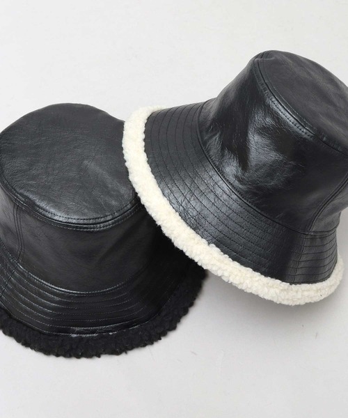 glabella（グラベラ）の「ヴィンテージ風 PU 裏ボア バケットハット リバーシブル仕様（ハット・メンズ・ブラック系その他/ブラック系その他2・FREE）」の19枚目の写真