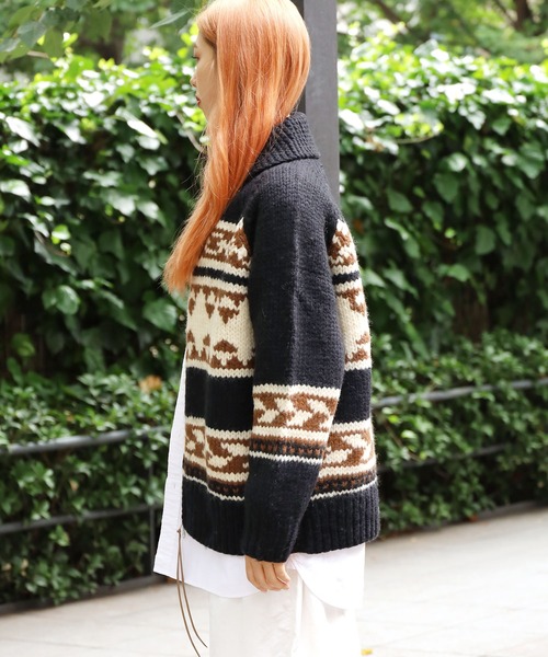 ADAWAS（アダワズ）の「ADAWAS/アダワス COWICHAN ZIP ジップカーディガン（カーディガン/ボレロ・レディース・ブラック/グレー・ONE SIZE）」の15枚目の写真