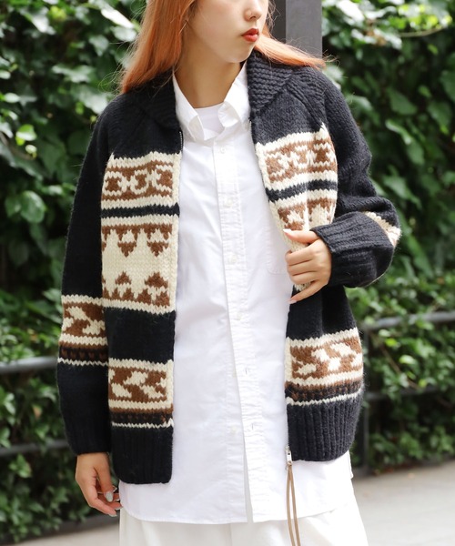 ADAWAS（アダワズ）の「ADAWAS/アダワス COWICHAN ZIP ジップカーディガン（カーディガン/ボレロ・レディース・ブラック/グレー・ONE SIZE）」の21枚目の写真