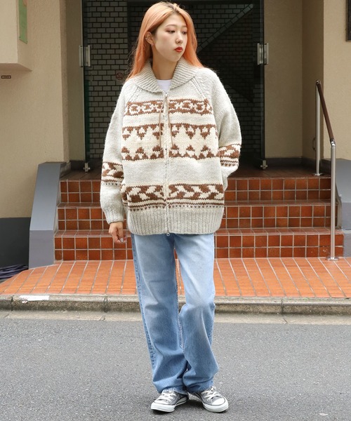 ADAWAS（アダワズ）の「ADAWAS/アダワス COWICHAN ZIP ジップカーディガン（カーディガン/ボレロ・レディース・ブラック/グレー・ONE SIZE）」の11枚目の写真