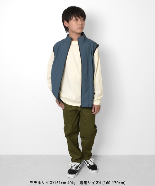 GLAZOS（グラソス）の「ナイロンZIPアップベスト（ベスト・キッズ・ブラック/カーキ/ブルー・L/M）」の8枚目の写真