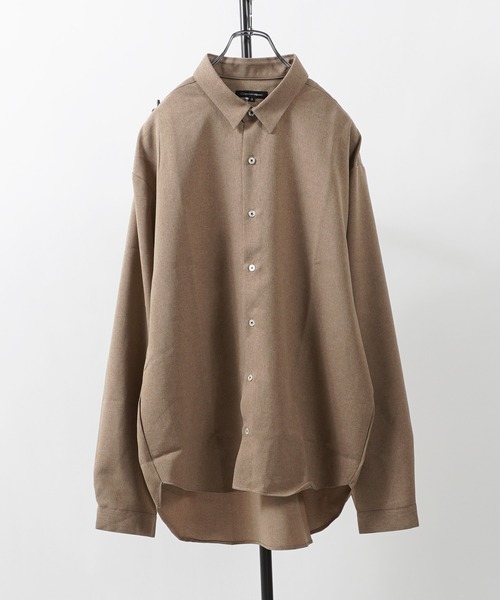 1111clothing(ワンフォークロージング)の「日本製 ワイドスリーブ ポリトロ オーバーシャツ / オーバーサイズ シャツ 長袖 無地(シャツ/ブラウス・メンズ・インディゴブルー/テラコッタ/モスグリーン/ホワイト/ブラック/ベージュ・FREE)」の19枚目の写真
