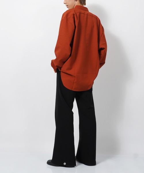 1111clothing(ワンフォークロージング)の「日本製 ワイドスリーブ ポリトロ オーバーシャツ / オーバーサイズ シャツ 長袖 無地(シャツ/ブラウス・メンズ・インディゴブルー/テラコッタ/モスグリーン/ホワイト/ブラック/ベージュ・FREE)」の18枚目の写真