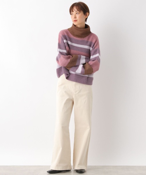 LEPSIM（レプシィム）の「7ゲージマルチボーダータートル　168272（ニット/セーター・レディース・ブルー/ピンク・FREE）」の3枚目の写真